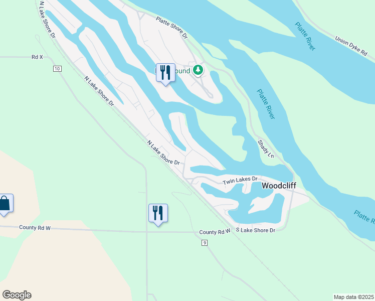 map of restaurants, bars, coffee shops, grocery stores, and more near 980 County Road West in Fremont