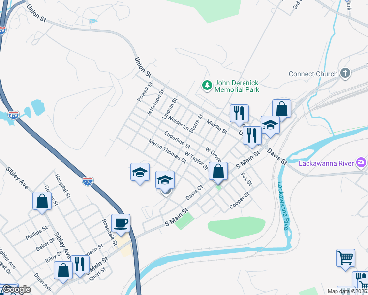 map of restaurants, bars, coffee shops, grocery stores, and more near 422 West Taylor Street in Taylor