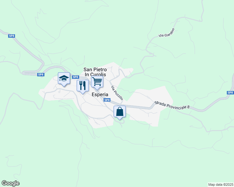 map of restaurants, bars, coffee shops, grocery stores, and more near 30 Strada Provinciale 8 in Esperia