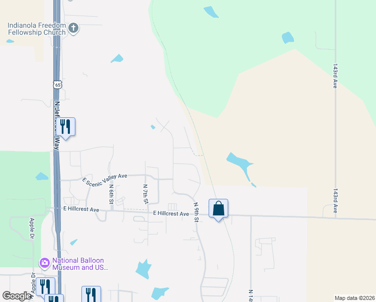 map of restaurants, bars, coffee shops, grocery stores, and more near 806 East Trail Ridge Place in Indianola