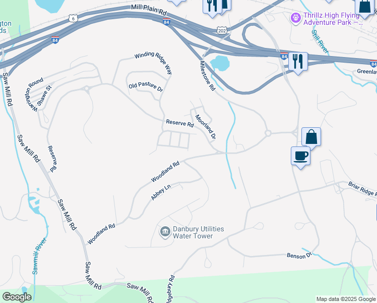 map of restaurants, bars, coffee shops, grocery stores, and more near 111 Brentwood Circle in Danbury