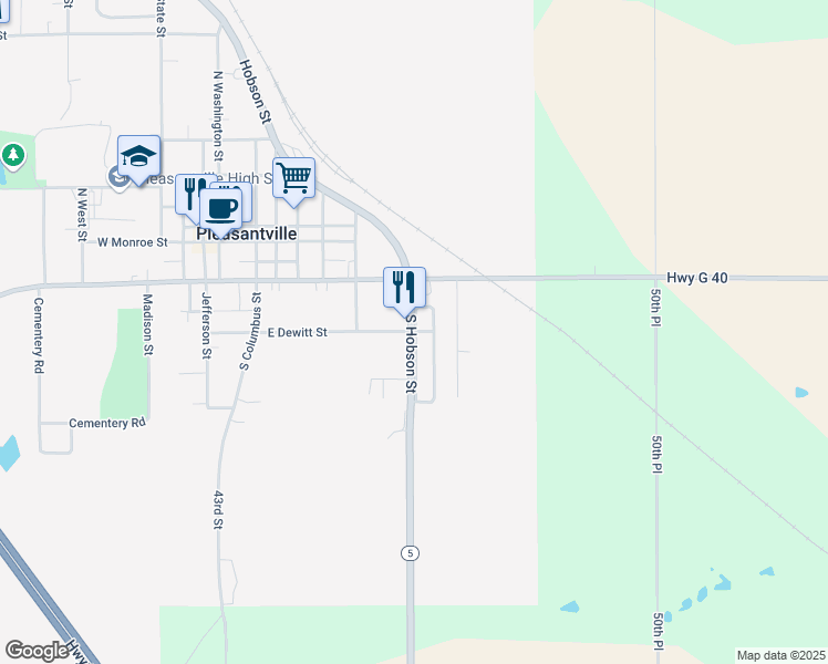 map of restaurants, bars, coffee shops, grocery stores, and more near 505 South Hobson Street in Pleasantville