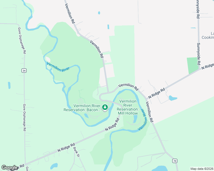 map of restaurants, bars, coffee shops, grocery stores, and more near Vermilion Road in Vermilion