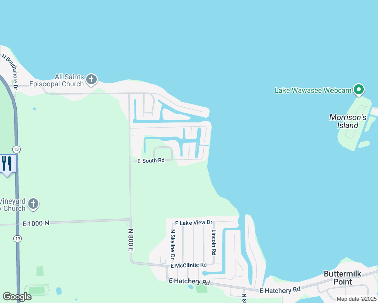 map of restaurants, bars, coffee shops, grocery stores, and more near 10273 South North Channel Drive in Syracuse