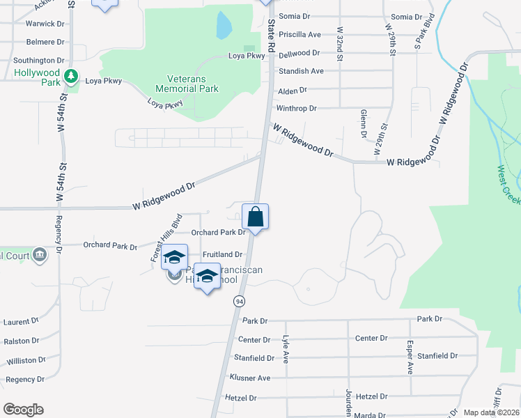 map of restaurants, bars, coffee shops, grocery stores, and more near 6591 State Road in Parma