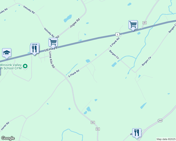 map of restaurants, bars, coffee shops, grocery stores, and more near 920 South Plank Road in Slate Hill