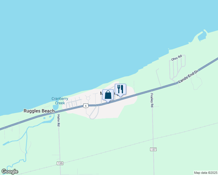 map of restaurants, bars, coffee shops, grocery stores, and more near 4804 Surfside Drive in Huron