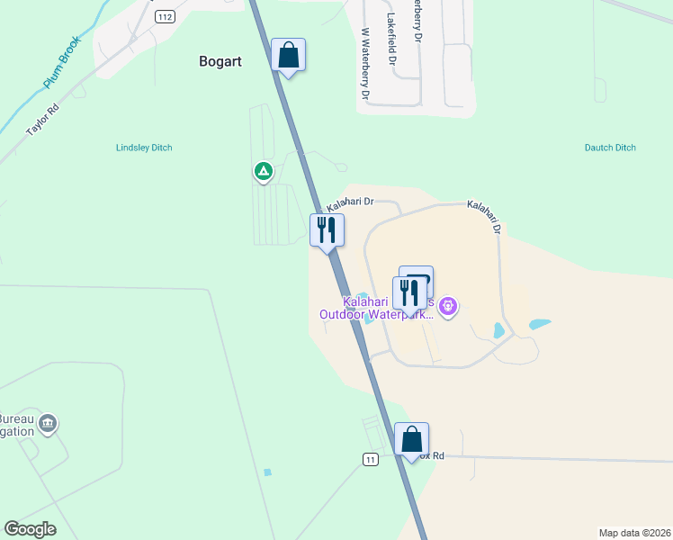 map of restaurants, bars, coffee shops, grocery stores, and more near 7019 Milan Road in Sandusky