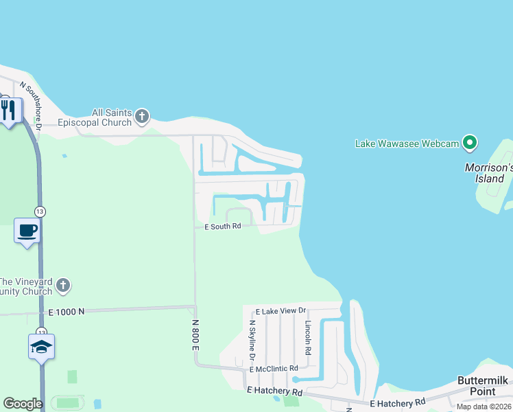 map of restaurants, bars, coffee shops, grocery stores, and more near 10343 North North Channel Drive in Syracuse