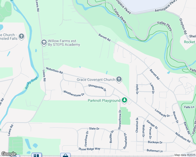 map of restaurants, bars, coffee shops, grocery stores, and more near 24466 Nobottom Road in Cuyahoga County