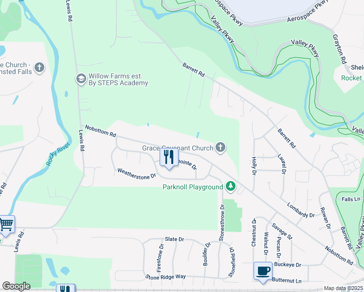 map of restaurants, bars, coffee shops, grocery stores, and more near 24466 Nobottom Road in Cuyahoga County