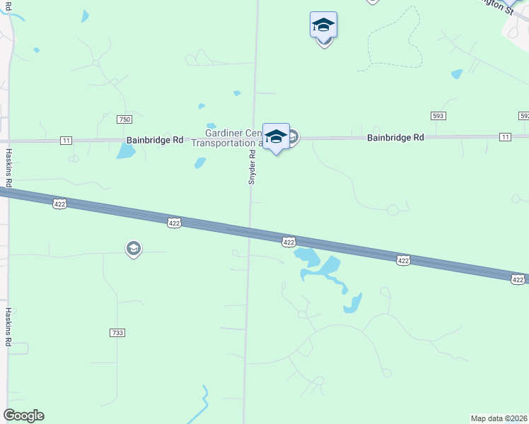 map of restaurants, bars, coffee shops, grocery stores, and more near 17813 Snyder Road in Chagrin Falls