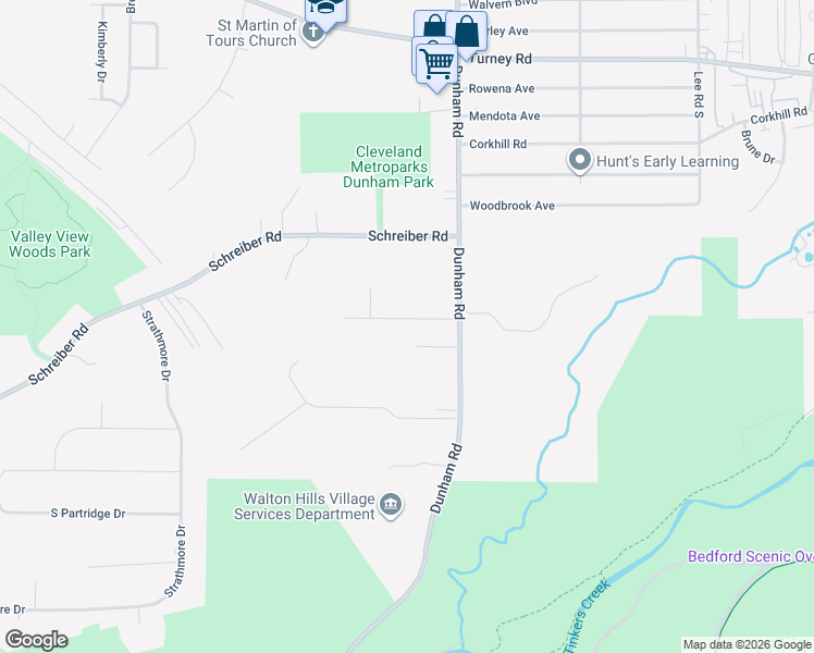 map of restaurants, bars, coffee shops, grocery stores, and more near 15003 Florence Drive in Maple Heights
