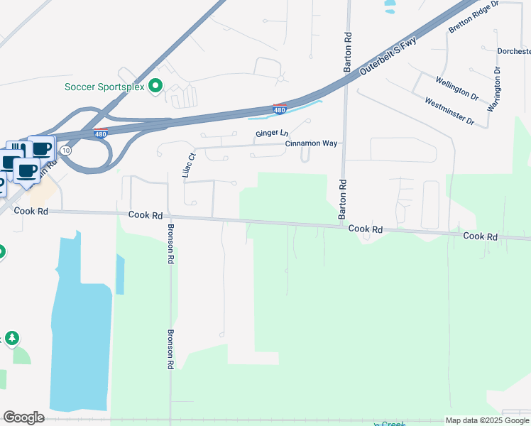 map of restaurants, bars, coffee shops, grocery stores, and more near 27290 Cook Road in Cuyahoga County