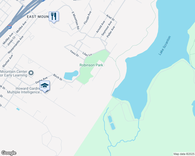 map of restaurants, bars, coffee shops, grocery stores, and more near 137 Lakeview Drive in Scranton