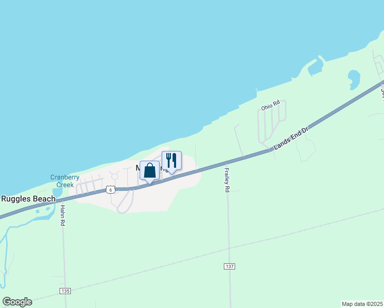 map of restaurants, bars, coffee shops, grocery stores, and more near 5003 Cleveland Road East in Huron