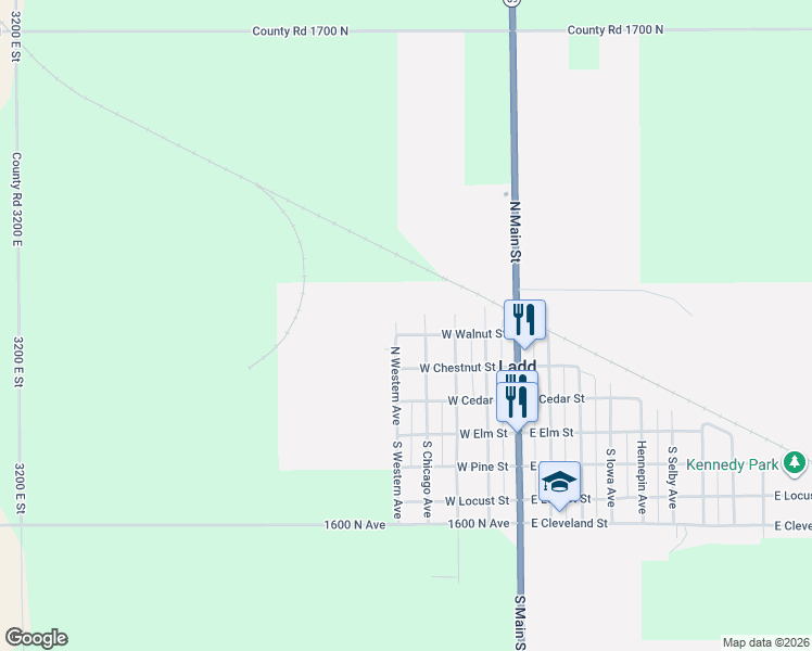 map of restaurants, bars, coffee shops, grocery stores, and more near 412 North Chicago Avenue in Ladd