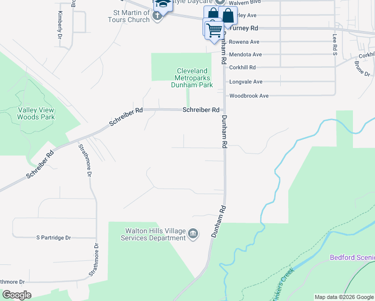 map of restaurants, bars, coffee shops, grocery stores, and more near 14952 Florence Drive in Maple Heights