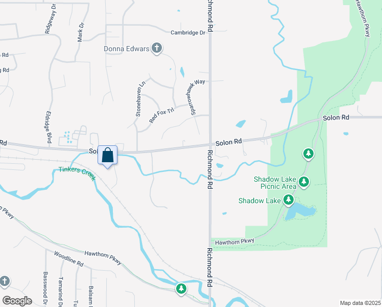 map of restaurants, bars, coffee shops, grocery stores, and more near 26433 Solon Road in Bedford