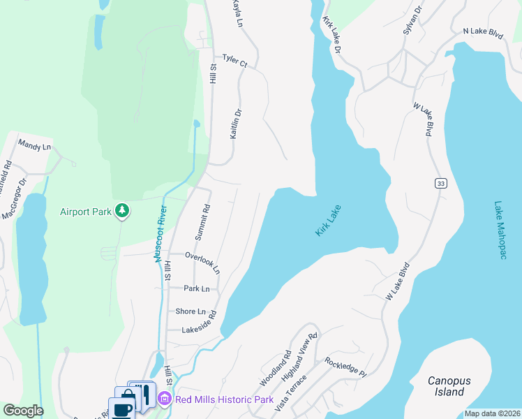 map of restaurants, bars, coffee shops, grocery stores, and more near 9 Lakeside Road in Mahopac