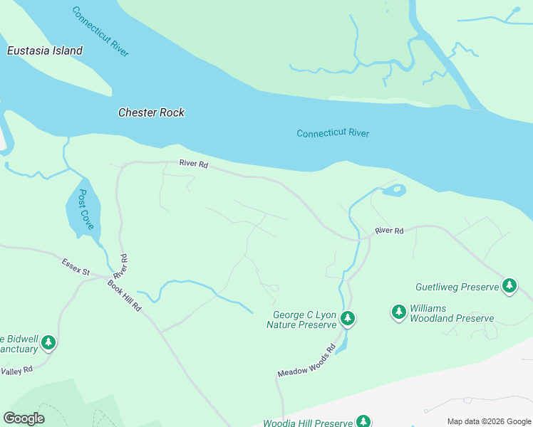 map of restaurants, bars, coffee shops, grocery stores, and more near 1 Merriwold Lane in Deep River