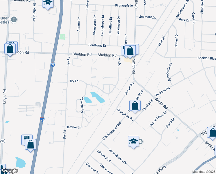 map of restaurants, bars, coffee shops, grocery stores, and more near 6732 Cedarwood Trace in Middleburg Heights