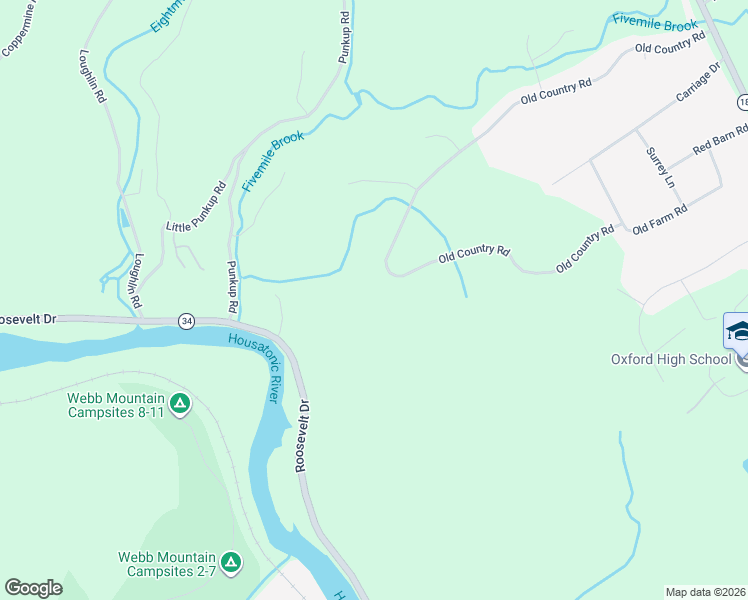 map of restaurants, bars, coffee shops, grocery stores, and more near 46 Old Country Road in Oxford
