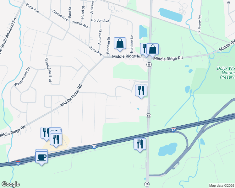 map of restaurants, bars, coffee shops, grocery stores, and more near 961 Longitude Lane in Amherst