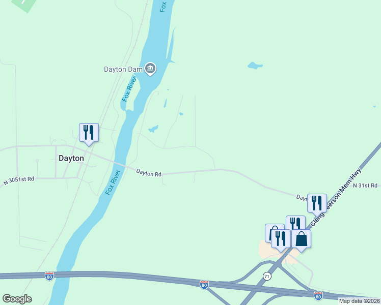 map of restaurants, bars, coffee shops, grocery stores, and more near 2004 North 3103rd Road in Ottawa