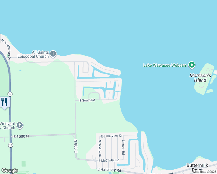 map of restaurants, bars, coffee shops, grocery stores, and more near 10343 N North Channel Dr in Syracuse