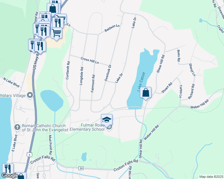 map of restaurants, bars, coffee shops, grocery stores, and more near 83 Lake Dr in Mahopac