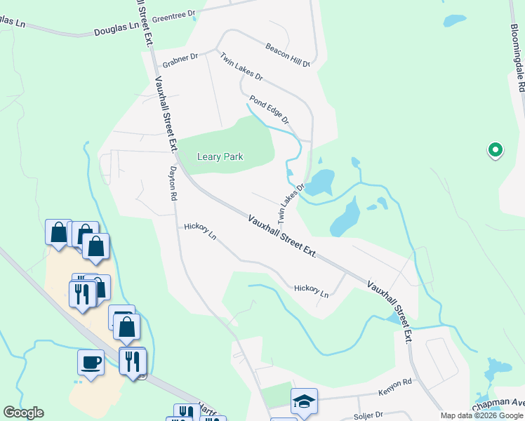 map of restaurants, bars, coffee shops, grocery stores, and more near 4 Waterview Drive in Waterford
