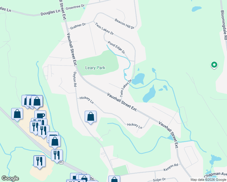 map of restaurants, bars, coffee shops, grocery stores, and more near 4 Waterview Drive in Waterford