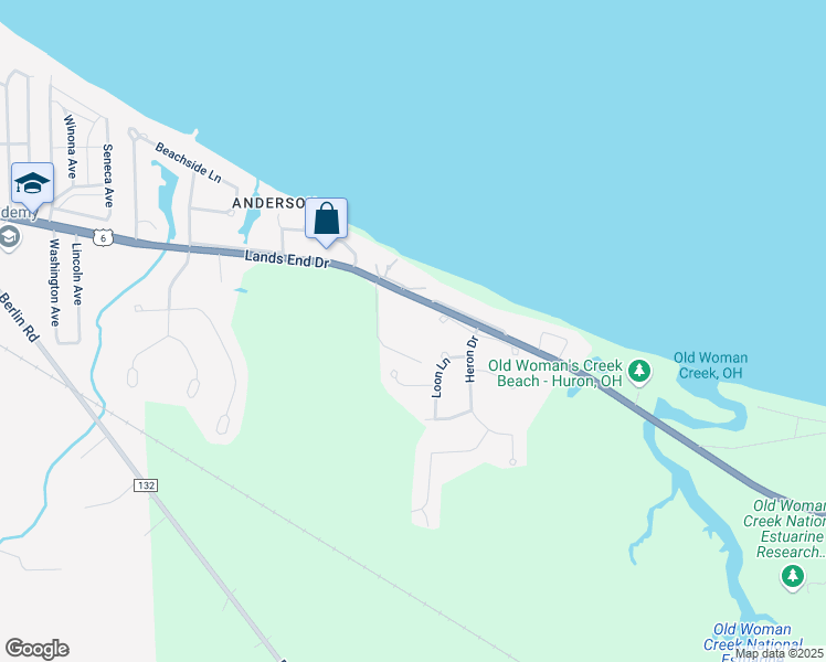 map of restaurants, bars, coffee shops, grocery stores, and more near 1510 Cleveland Road East in Huron