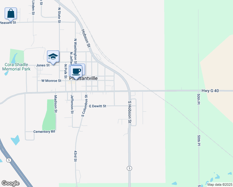 map of restaurants, bars, coffee shops, grocery stores, and more near 304 South Watkins Street in Pleasantville