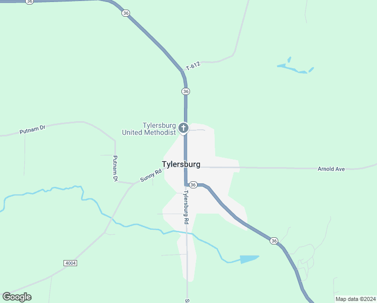 map of restaurants, bars, coffee shops, grocery stores, and more near in Tylersburg