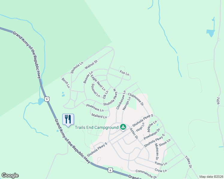 map of restaurants, bars, coffee shops, grocery stores, and more near 1318-1322 Elk Lane in Shohola