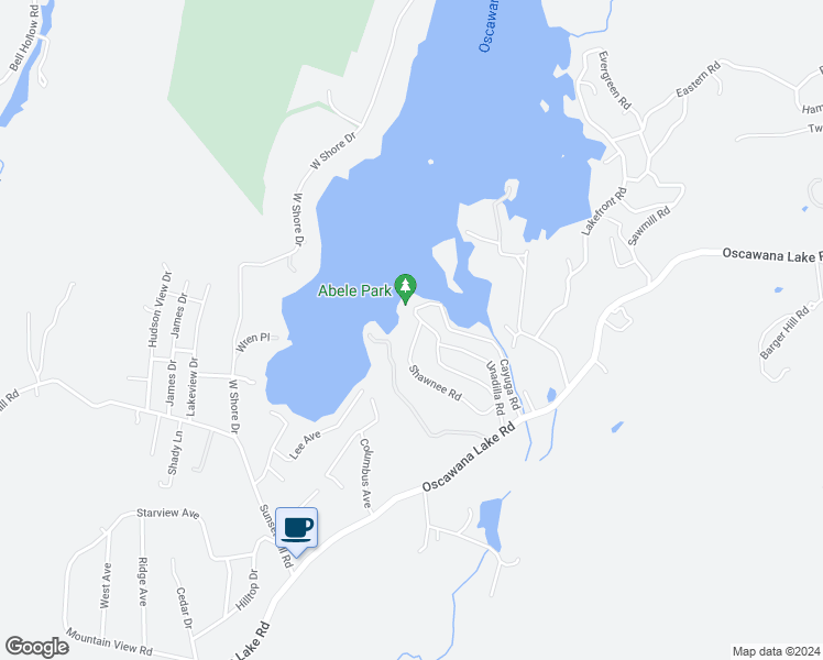 map of restaurants, bars, coffee shops, grocery stores, and more near 59 Shawnee Road in Putnam Valley