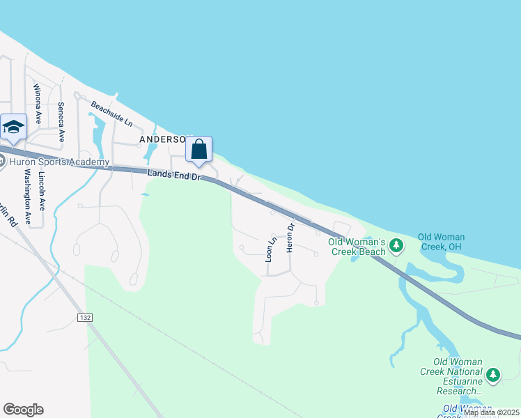 map of restaurants, bars, coffee shops, grocery stores, and more near 1510 Cleveland Road East in Huron