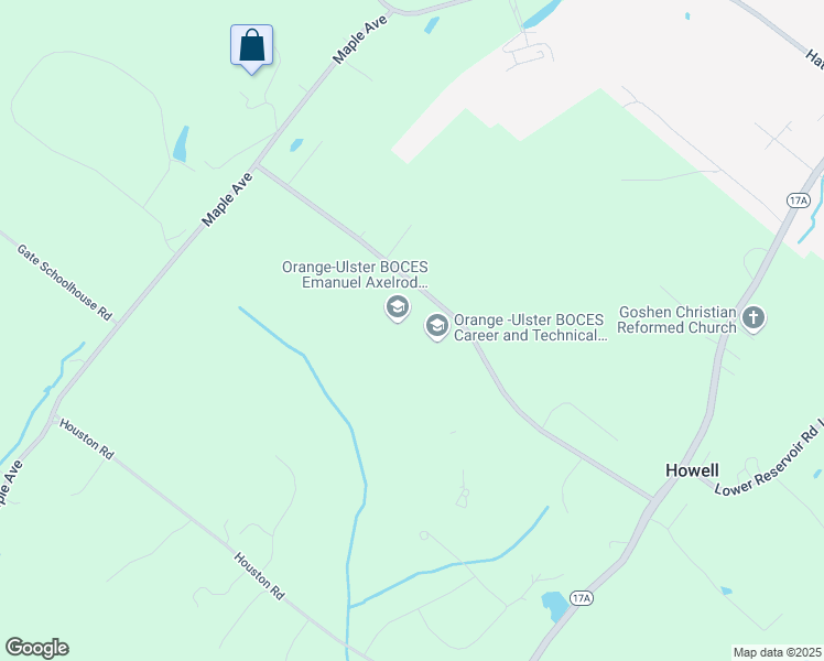 map of restaurants, bars, coffee shops, grocery stores, and more near 53 Gibson Road in Goshen