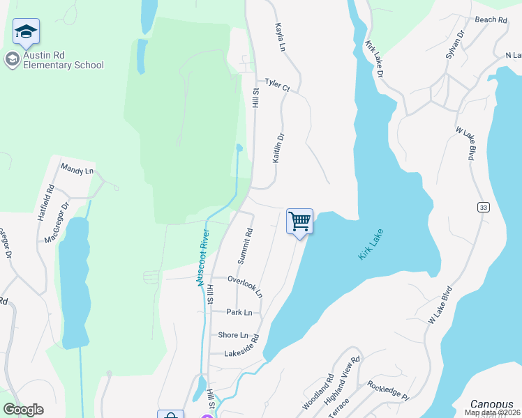 map of restaurants, bars, coffee shops, grocery stores, and more near 180 Hill Street in Mahopac