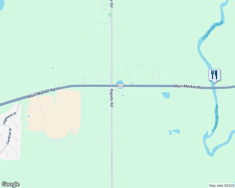 map of restaurants, bars, coffee shops, grocery stores, and more near 17767 Rapids Road in Hiram