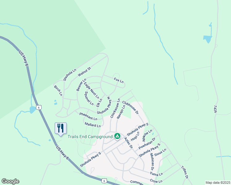 map of restaurants, bars, coffee shops, grocery stores, and more near 109 Opussum Lane in Shohola
