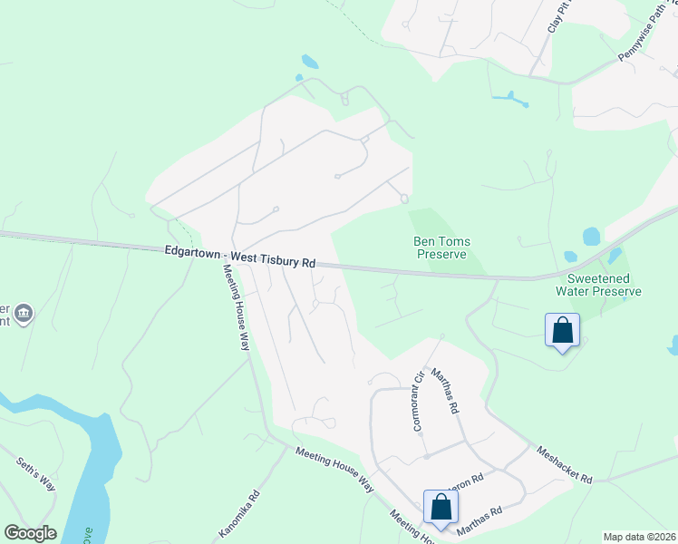 map of restaurants, bars, coffee shops, grocery stores, and more near 4 Hye Lane in Edgartown