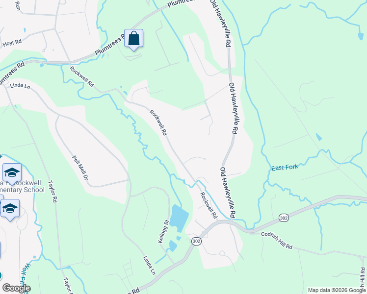 map of restaurants, bars, coffee shops, grocery stores, and more near 39 Rockwell Road in Bethel