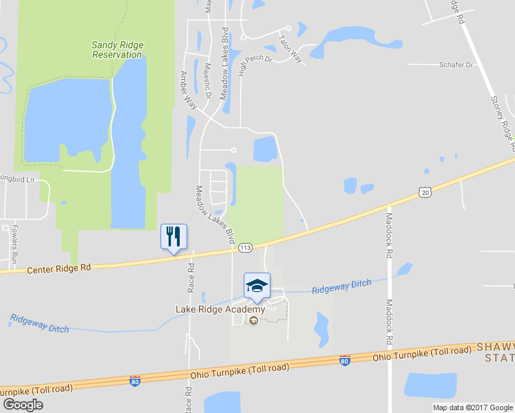 map of restaurants, bars, coffee shops, grocery stores, and more near 37500 Center Ridge Road in North Ridgeville