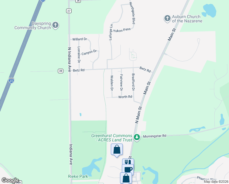 map of restaurants, bars, coffee shops, grocery stores, and more near 20080 Walden Drive in Auburn