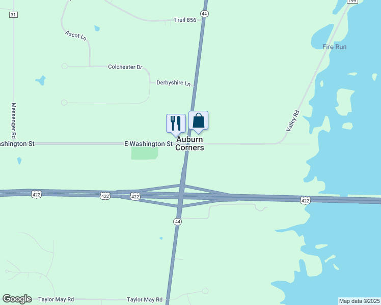 map of restaurants, bars, coffee shops, grocery stores, and more near 17775 Ravenna Road in Chagrin Falls