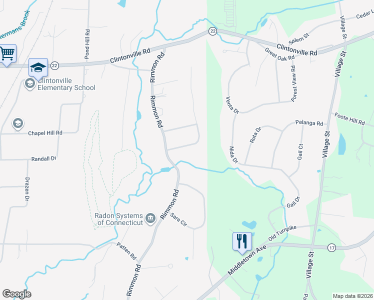 map of restaurants, bars, coffee shops, grocery stores, and more near 14 Hansen Farm Road in North Haven