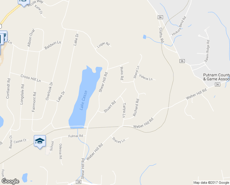 map of restaurants, bars, coffee shops, grocery stores, and more near 43 Stuart Road in Mahopac